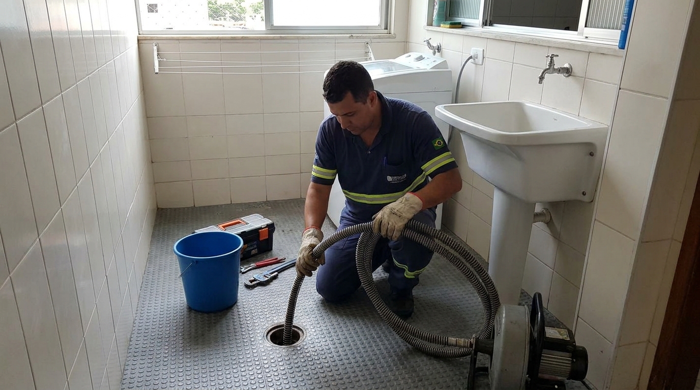 Desentupimento de ralo residencial em Lages‑SC