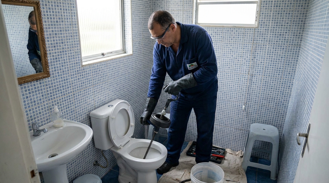 Desentupimento de vaso profissional em Lages‑SC