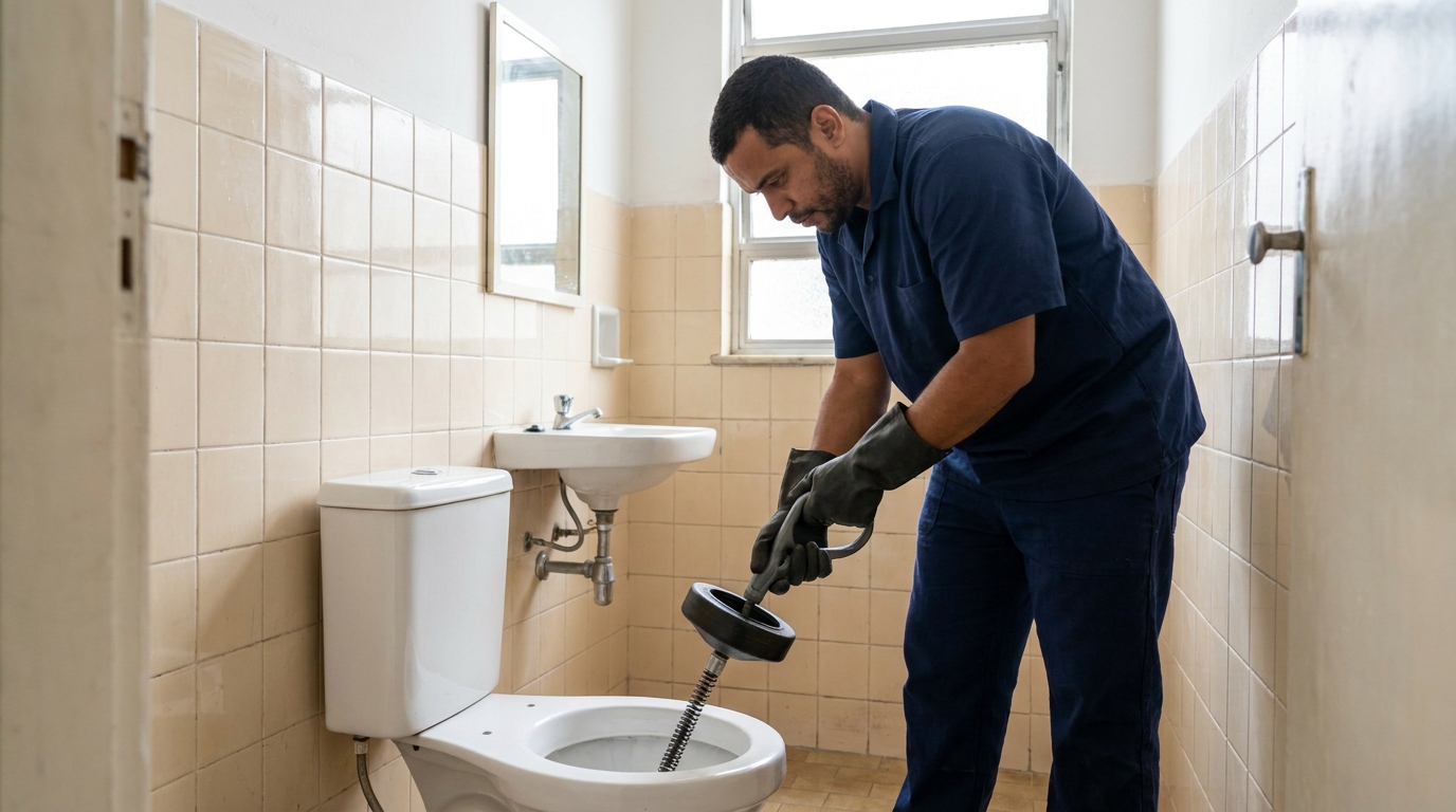 Desentupimento de vaso residencial em Lages‑SC
