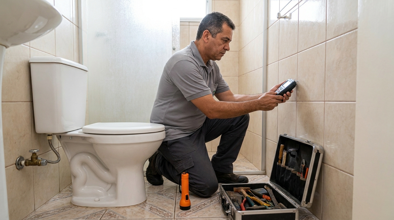 Técnico de caça vazamento com detector em Lages‑SC